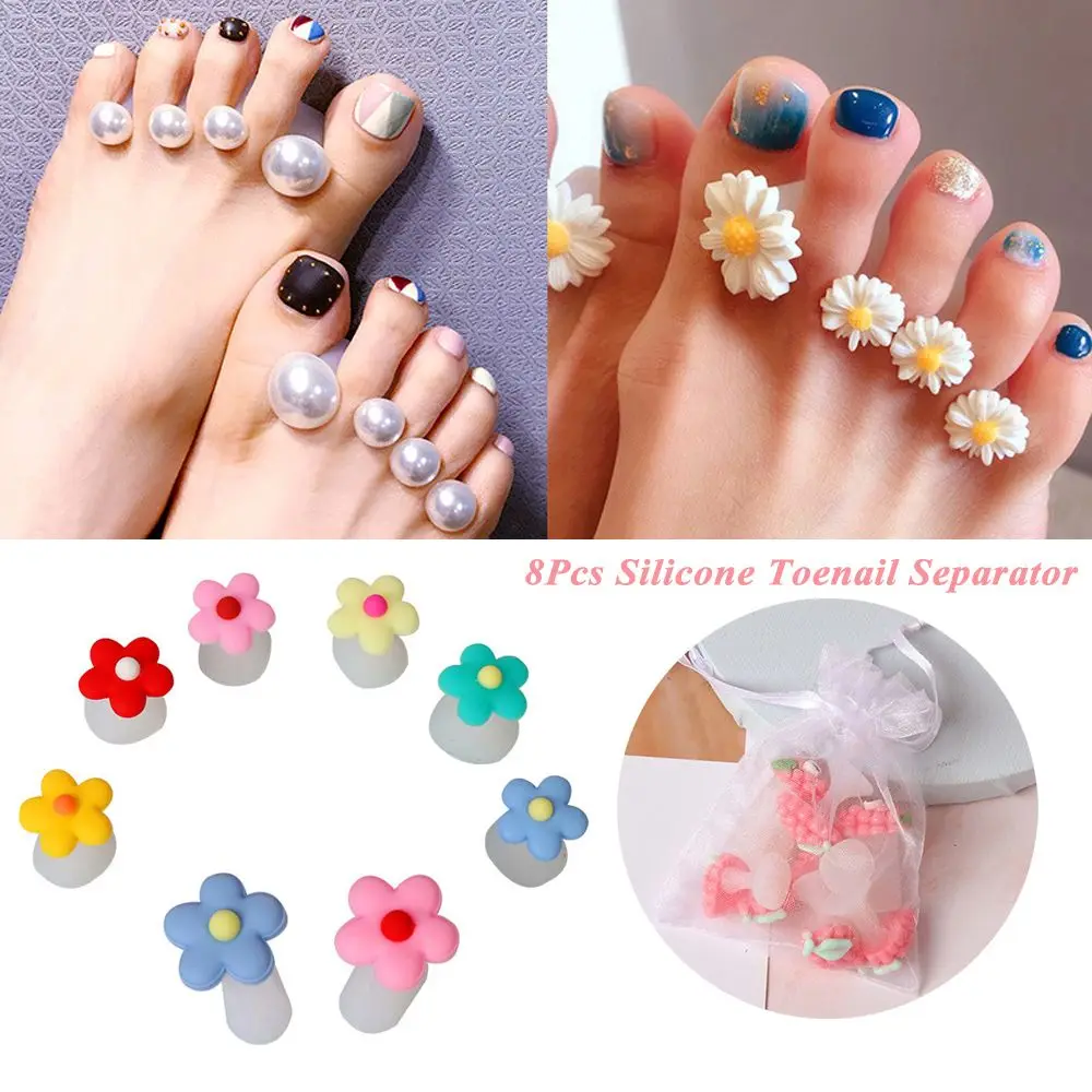 

8Pcs Silicone Toenail Separator Daisy Flower Charming Design Foot Divider Form Salon Manicure Pedicure Care Nail Art Tool