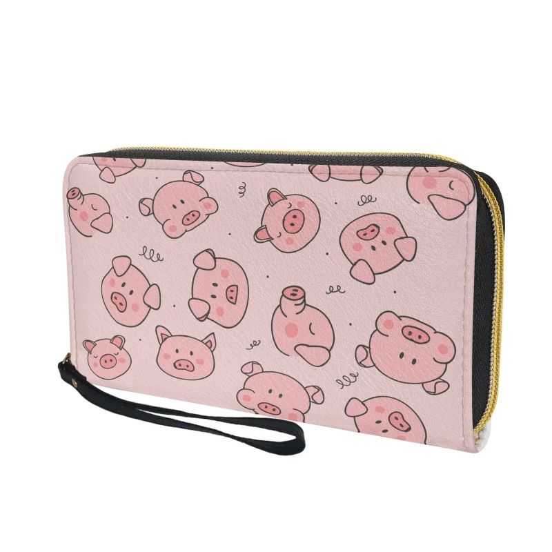 Belidome Pink Pig Wallet for Women Leather RFID Blocking Design Zip Around Card Holder Organizer Ladies Travel Clutch Wristlet
