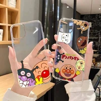 cute japan anime anpanman phone case for samsung galaxys20 s21 s30 fe lite plus a21 a51s note20 transparent shell