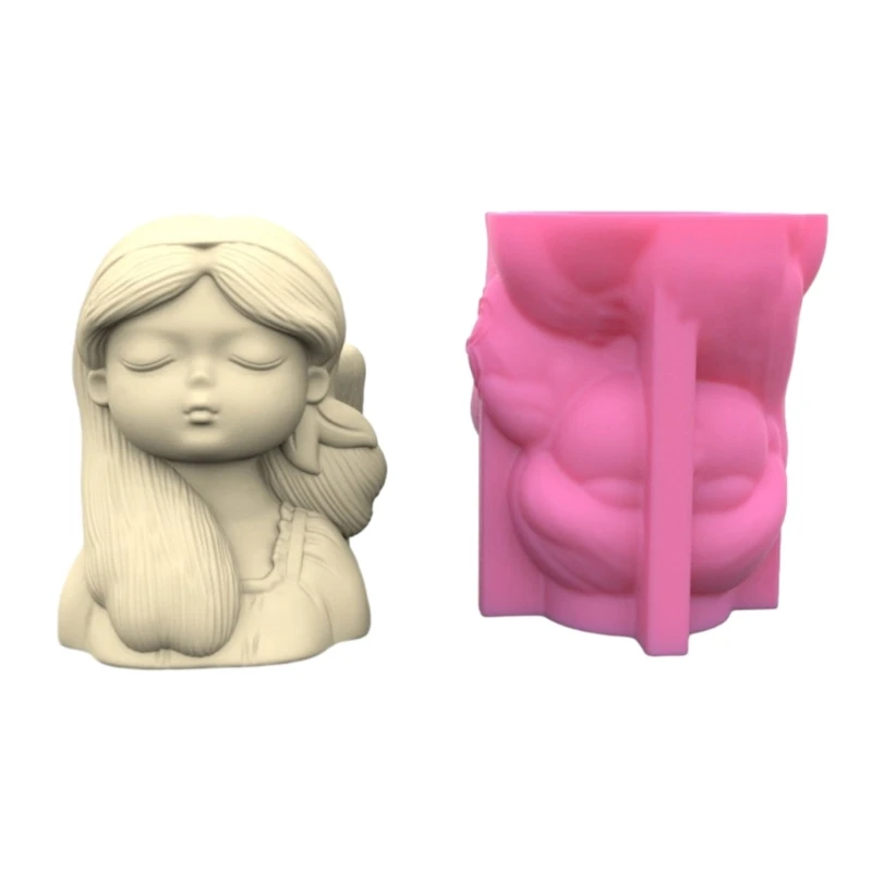

Silicone Planter Mold Girl Head Flower Pot Mold Pen Holder Vase Resin Mold for Concrete Cement Resin Mold DIY Craft