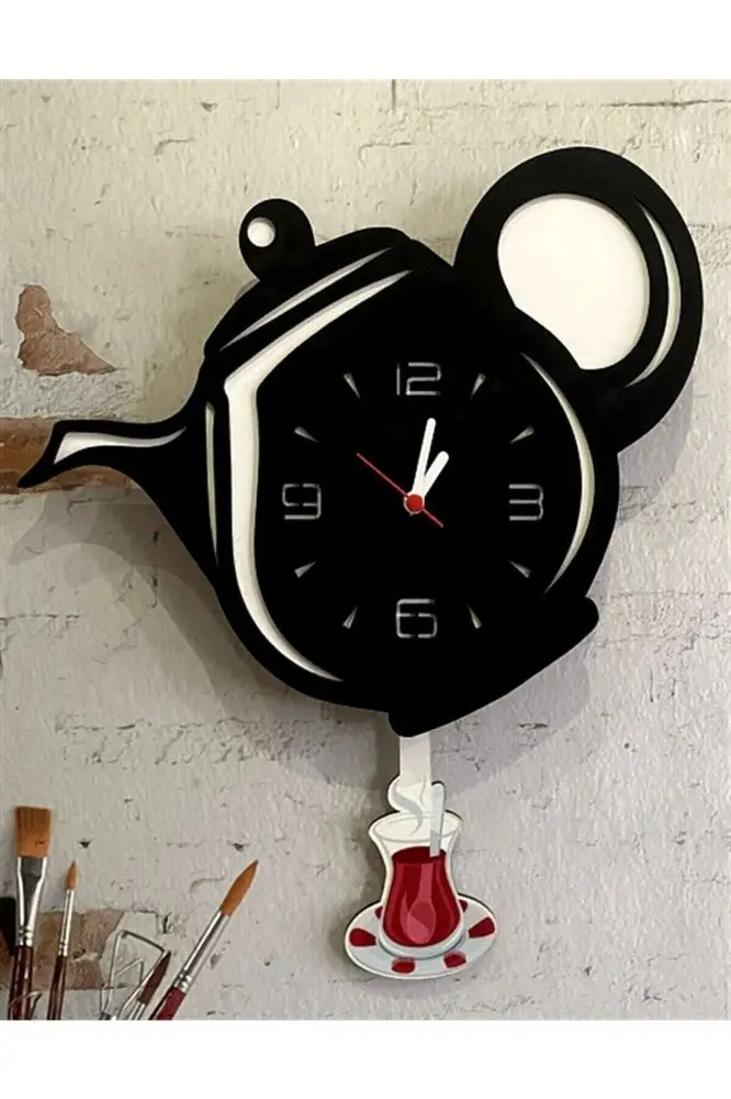 Декоративный черный деревянный кухонный стол с часами в стиле пять чайных | Дом и