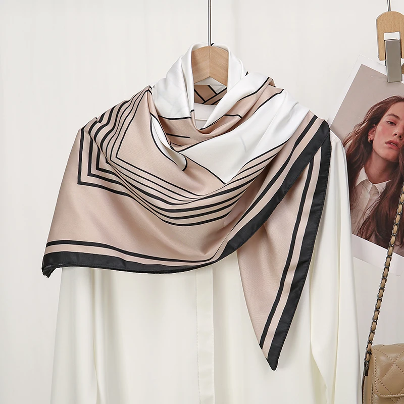 90*90 см квадратный шарф из искусственного шелка с принтом платок шаль