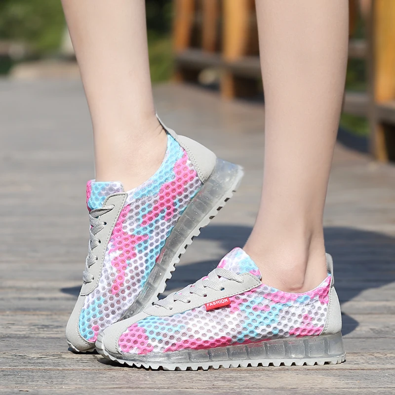 

Кроссовки женские сетчатые для бега, Повседневная Удобная дышащая обувь на шнуровке