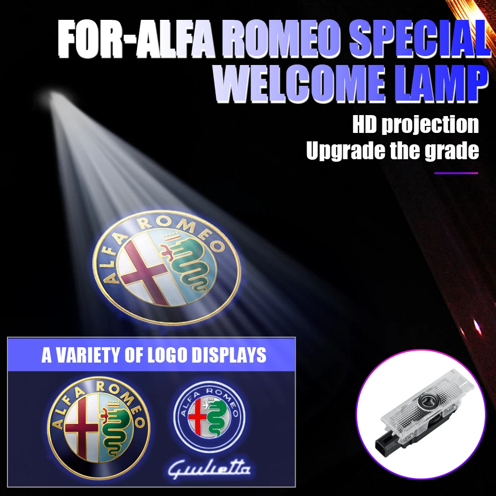 

2PCS Car Door Welcome Light LED Logo Projector Auto Accessories Decoration For Alfa Romeo Stelvio Giulia New Car Decorative Lamp