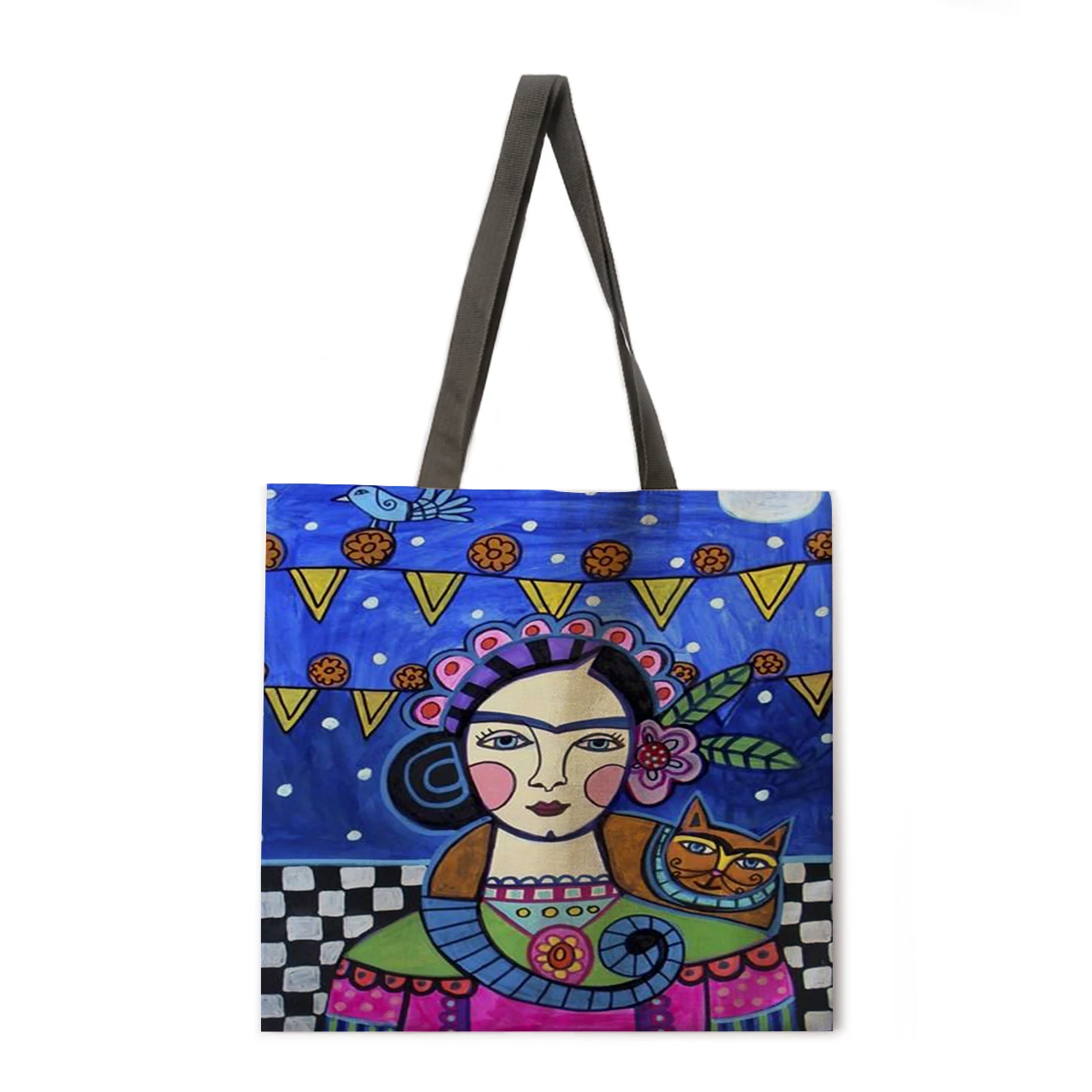 

Art Girl Print Tote Bag Ladies Casual Tote Ladies Shoulder Bag Foldable Shopping Bag Beach Bag Tote Bag