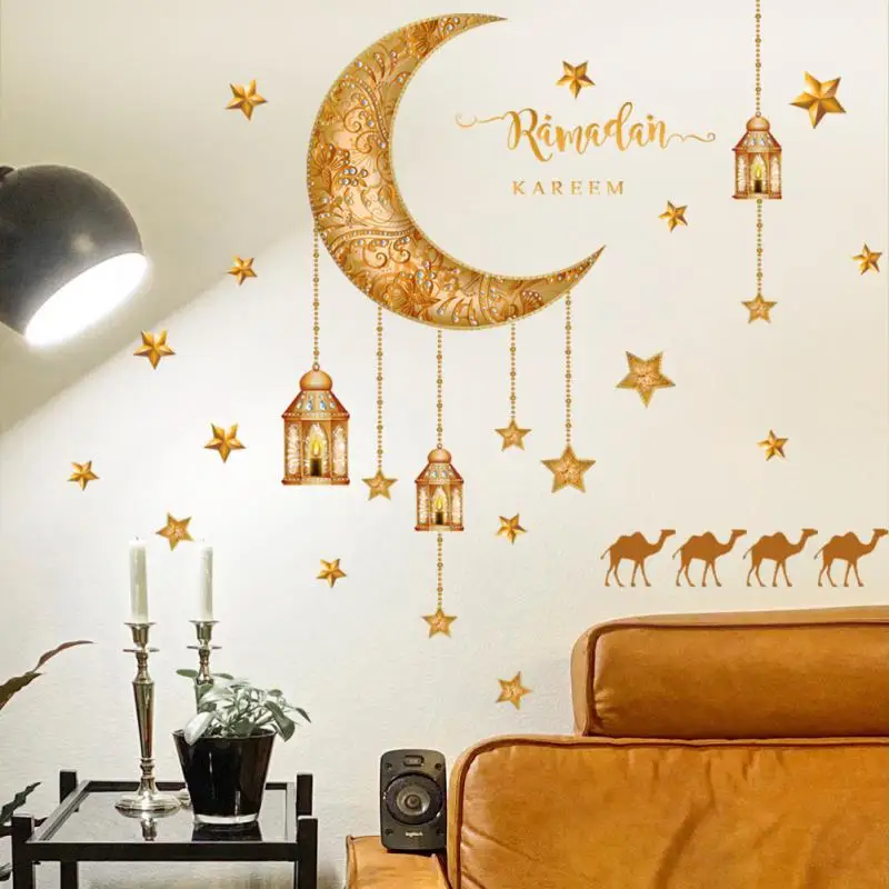 

Moon Star Wall Stickers Bedroom Living Room Islam Muslim Party Favors Home Wall Decals Eid Mubarak Wall Decor Removable 2023 Hot