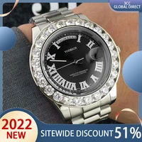 big diamond luxury gold watch men stainless steel day date men wristwatch president watches male clock for relogio masculino