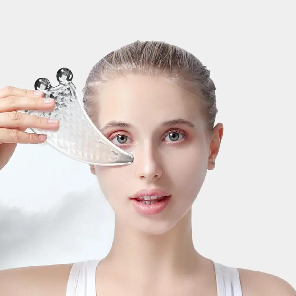 Скребок для массажа лица с 3 бусинами кристаллами