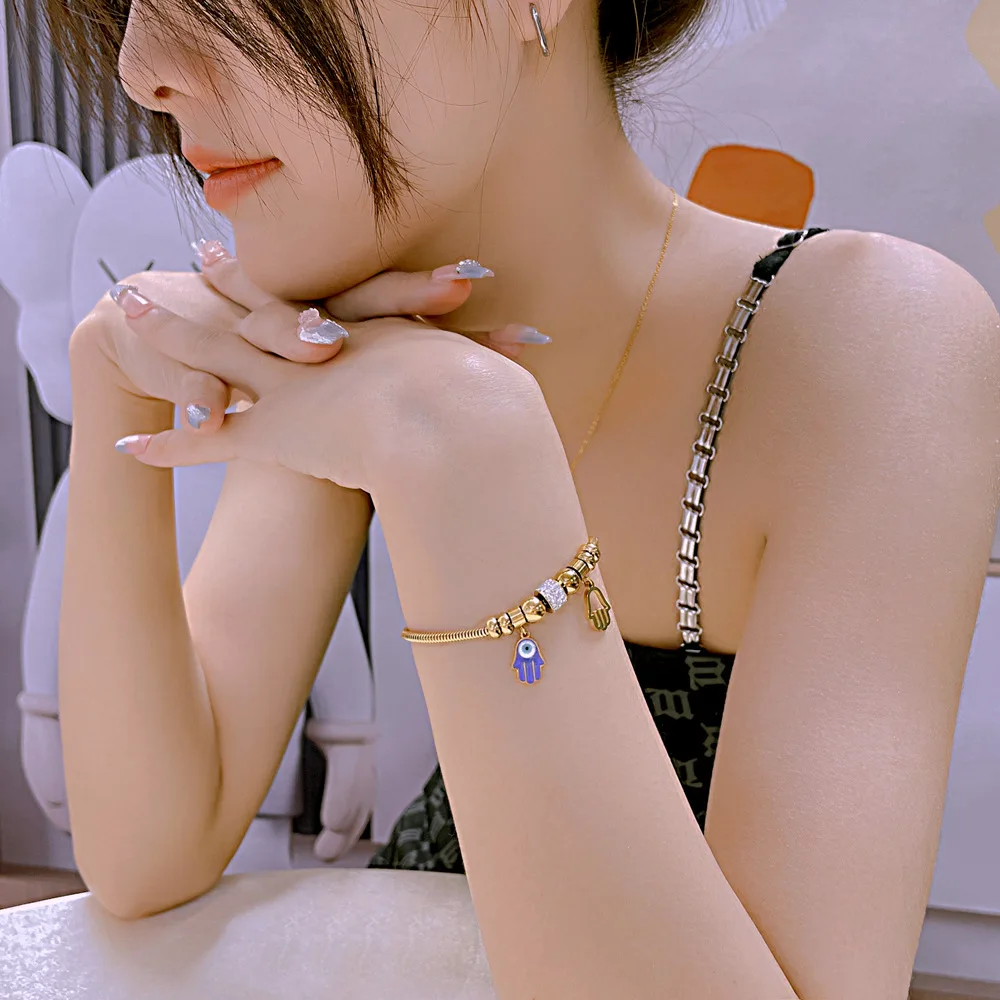 Stainless Steel Gold Snake Bracelet Female Titanium Steel Devil's Eye Bracelet Wholesale