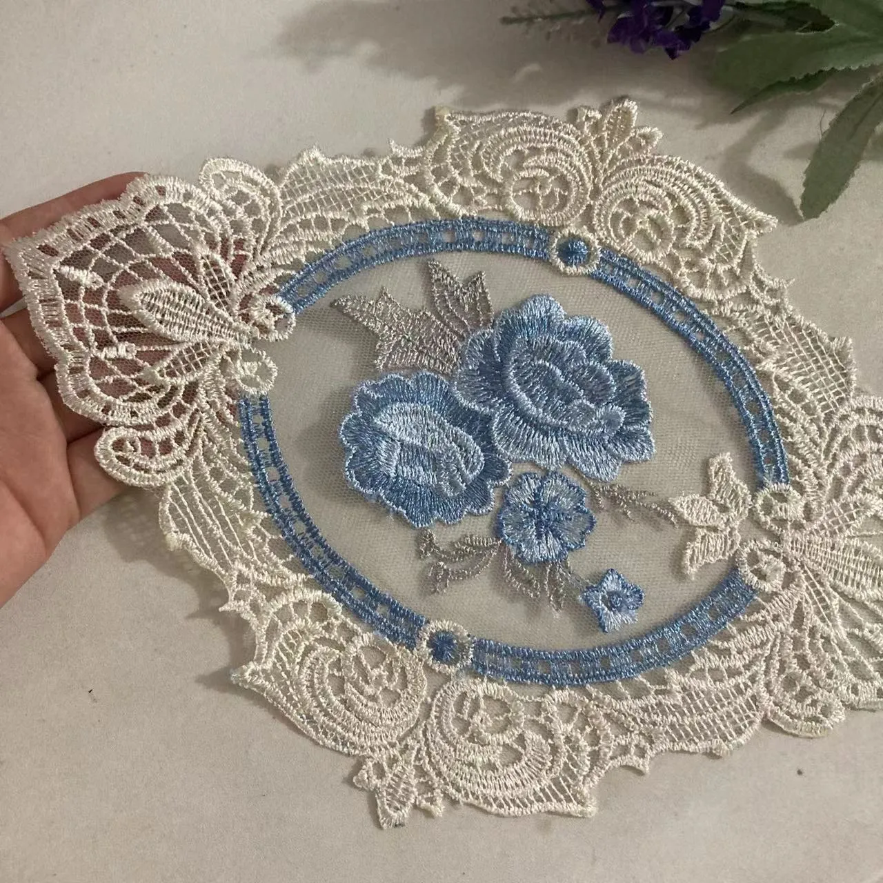 2 шт. вышитые цветочные сетчатые кружева искусственная отделка для чехлов