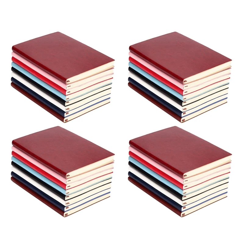 

4X 6 Color Random Soft Cover PU Leather Notebook Writing Journal 100 Page Lined Diary Book