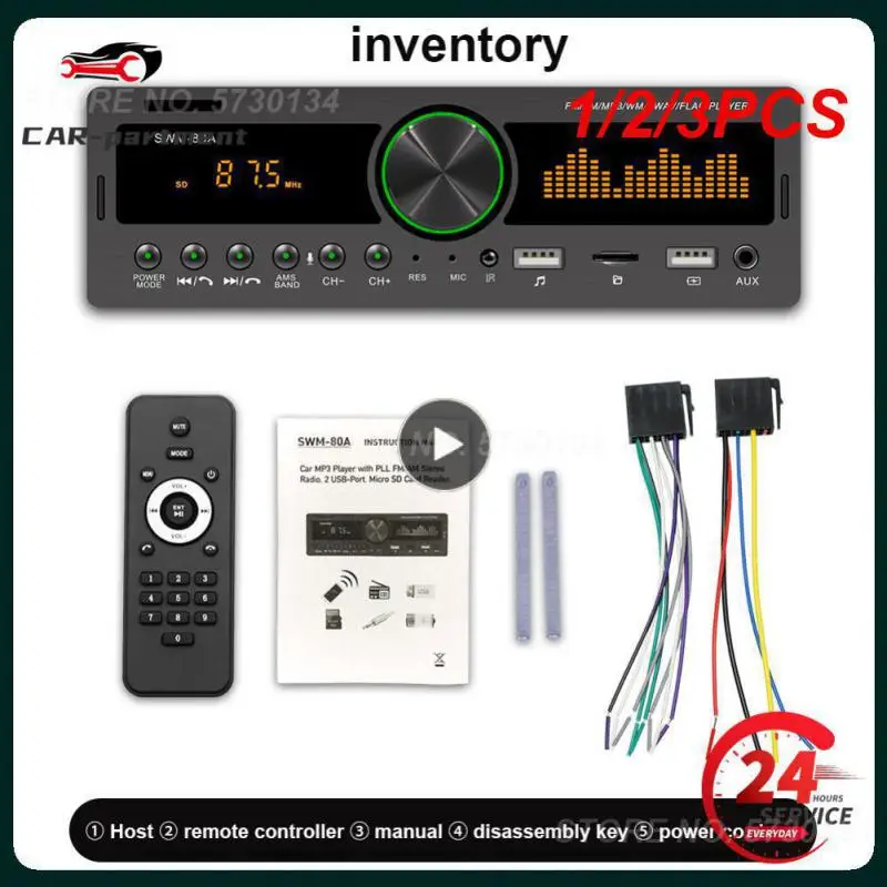 

1/2/3 шт. 1Din автомобильный радиоприемник, Мультимедийный MP3-плеер с громкой связью, FM, AM, аудио, 12 В, USB/SD/AUX вход, автомобильный стереоприемник