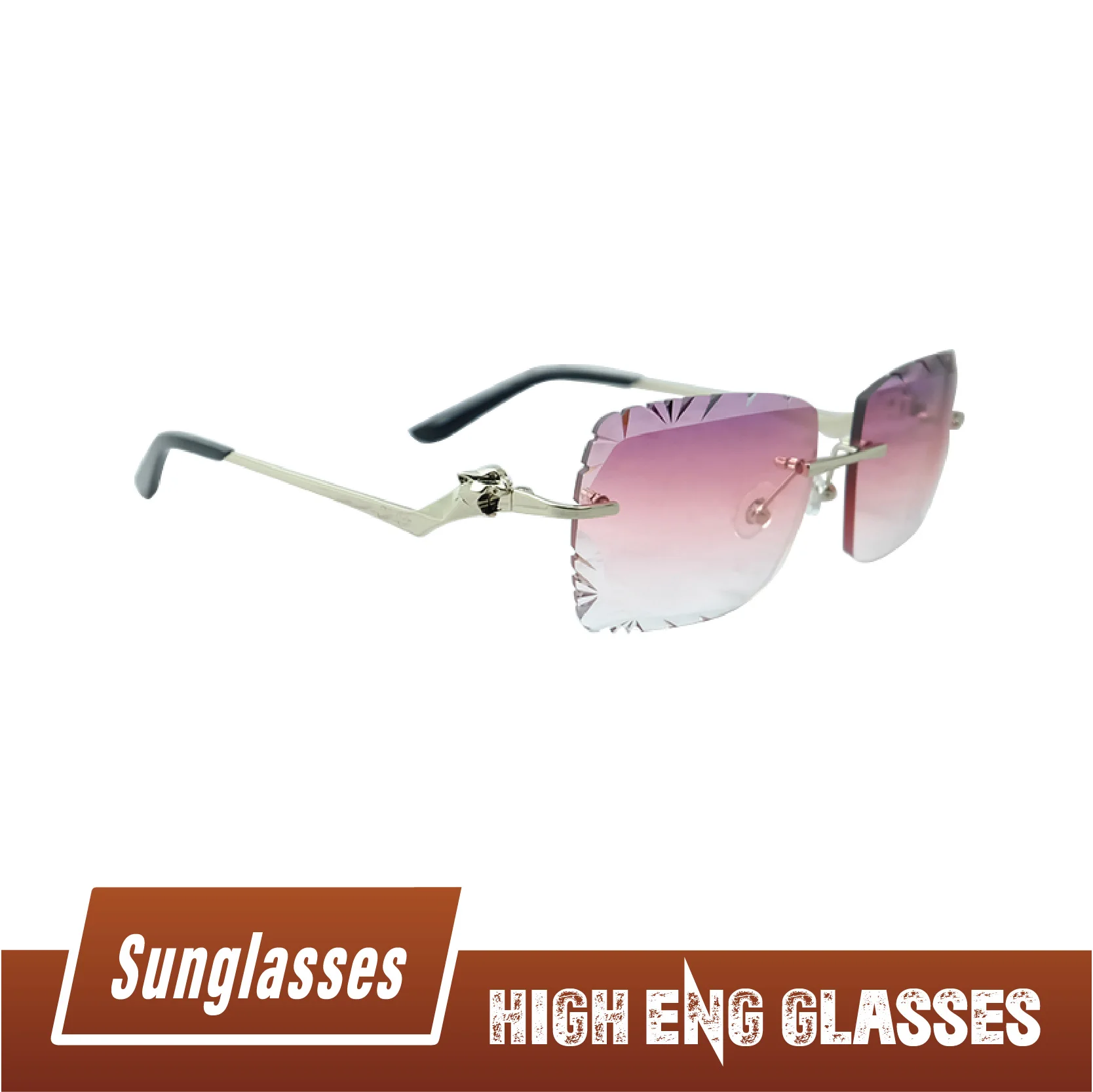 

Vintage Sun Glasses Men Rimless Stylish Panther Sunglass Luxury Designer Carter Shades Outdoor Accessories Gafas De Sol Hombre