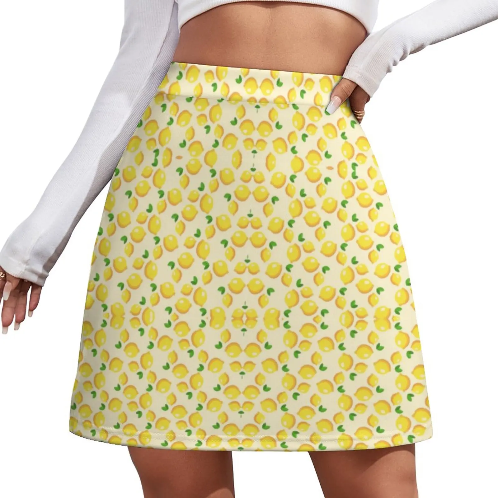

Fresh Yellow Lemon Skirt Spring Citrus Fruit Print Aesthetic Casual A-line Skirts Vintage Mini Skirt Custom Oversized Bottoms