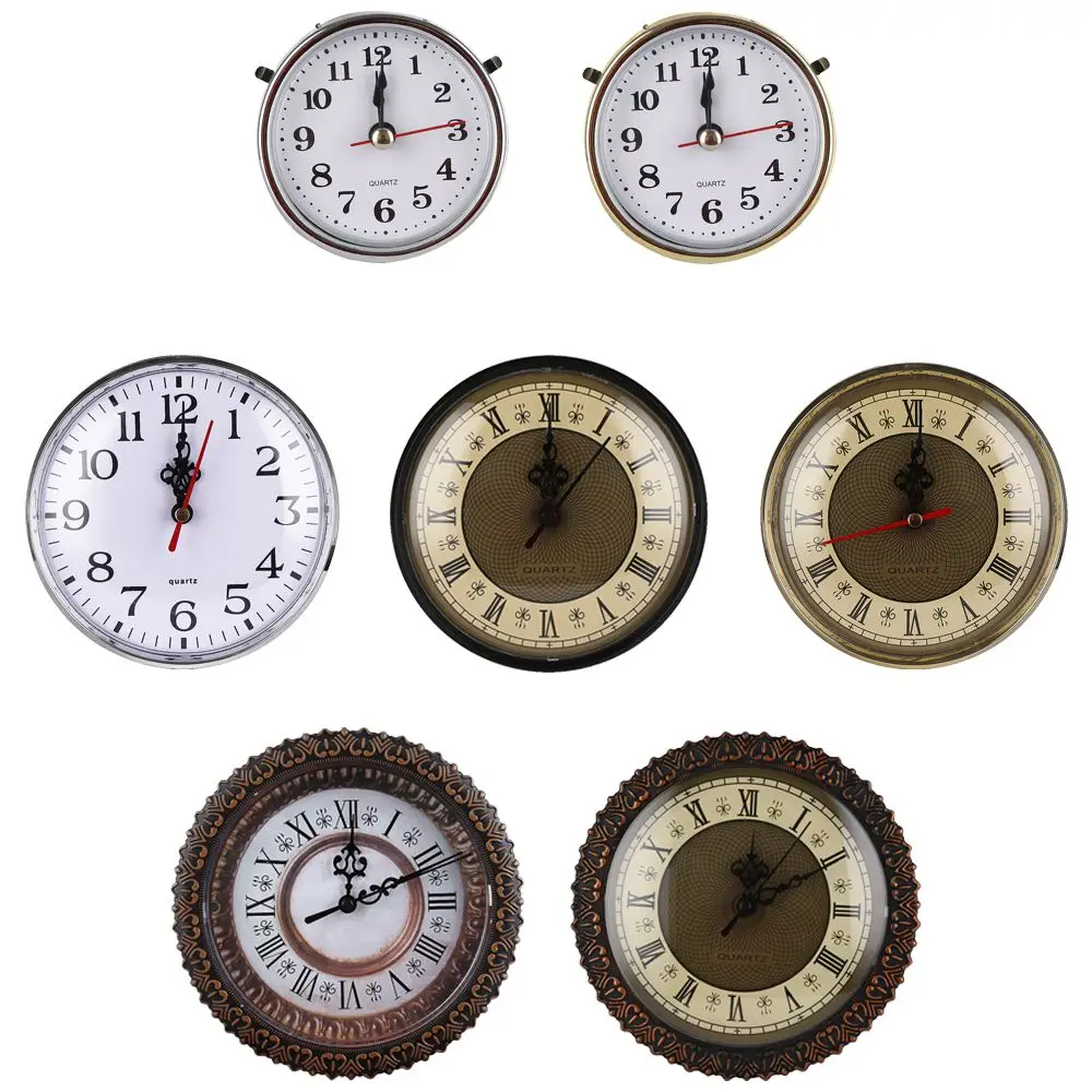 Quartz Movement Insert Roman Numeral White Face Gold Trim Diy Clock Accessories