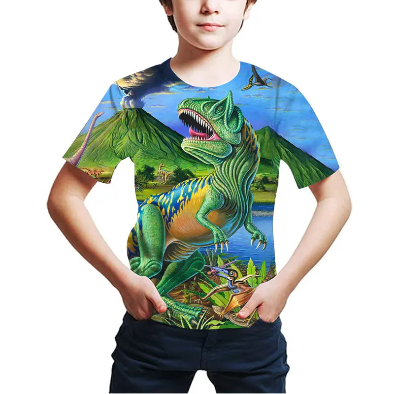 

Summer Short Sleeve O-neck Tshirt New Fashion T Shirt Tee For Baby Boys Kids Casual Tops Girls dinosaur T-shirt