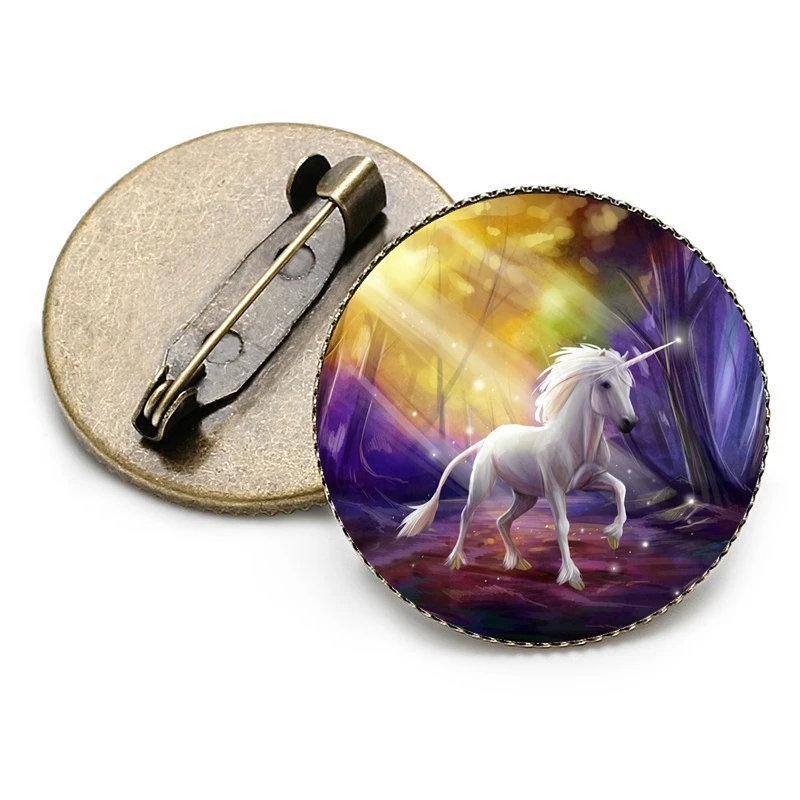 

Kids Cute Unicorn Backpack Badge, 25mm Glass Cabochon Fashion Gift Jewelry Brooch