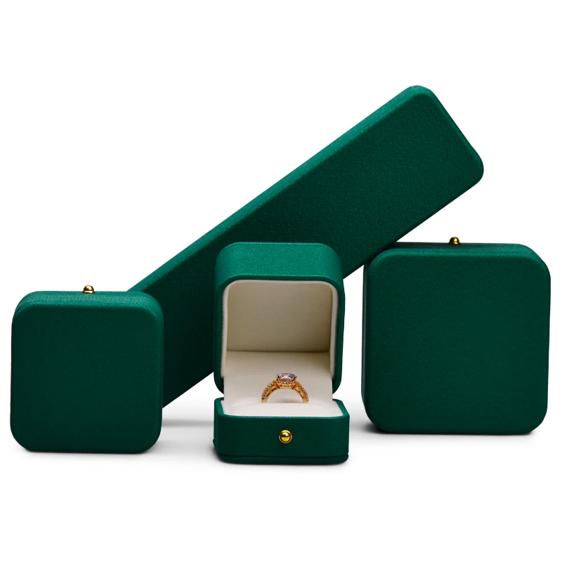 Oirlv Jewelry Box With Decorative Buttons Rounded Corners Pearlescent Blue Green Ring Box Wedding With Tassel Jewelry Boxes Gift