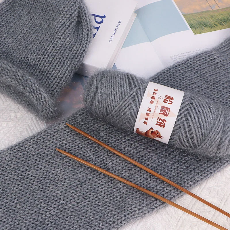 

5pcs 75g/ball Chunky Squirrel Yarn with Long Hair, Shiny Silk, and Phoenix Feather,Handmade Knitting Hat Scarf Sweater Yarn