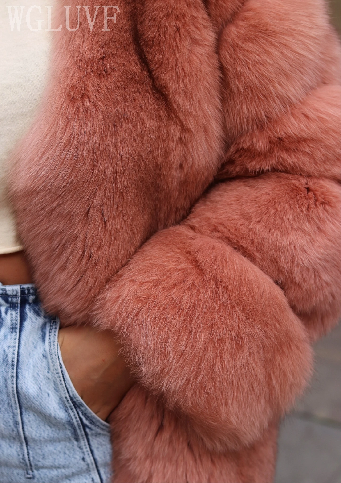 2022WGLUVF Women's Jacket Super Furry Real Fox Fur Coat Fur Jacket Luxurious Fox Fur Warm Long Coat enlarge