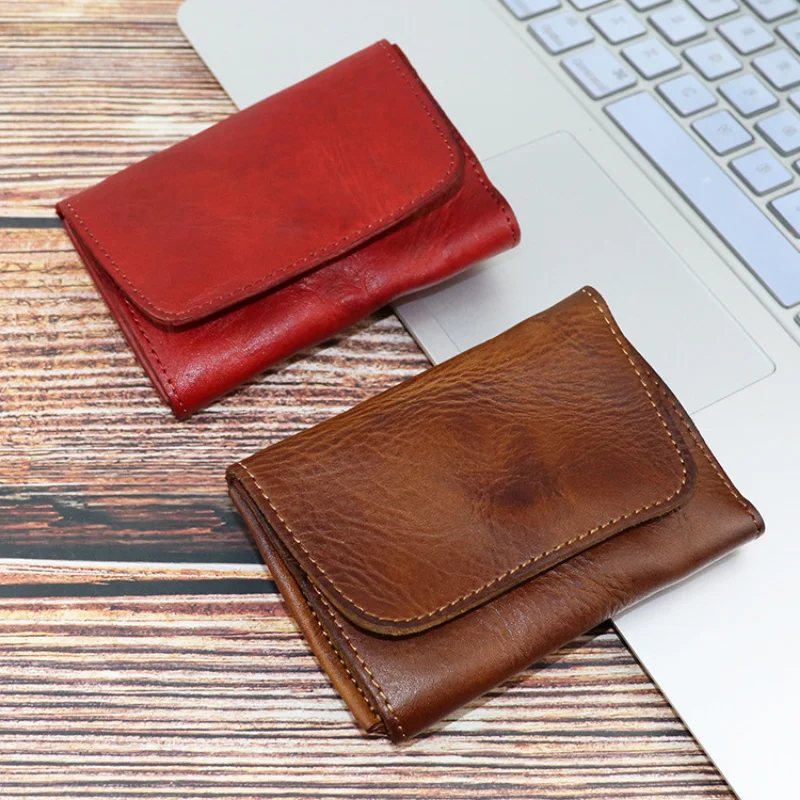 

Top layer leather, vegetable tanned hand painted wallet, old card bag, creative multi-functional zero wallet