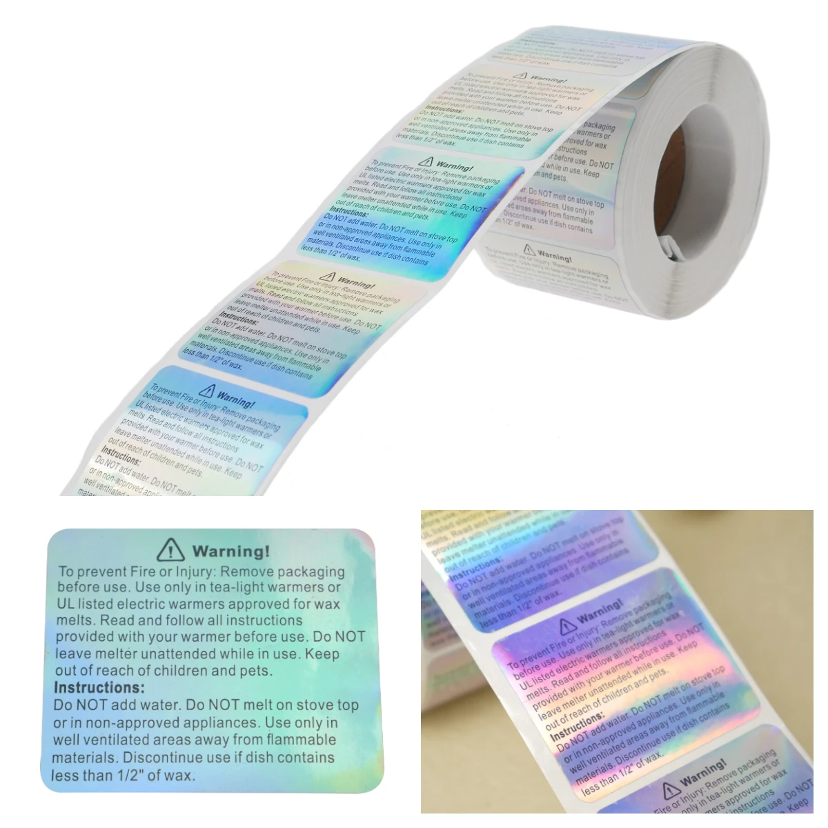 

600 Pcs/Roll Wax Melt Warning Labels Candle Warning Stickers Colorful Square Label Sticker Waterproof Candle Decoration Sticker