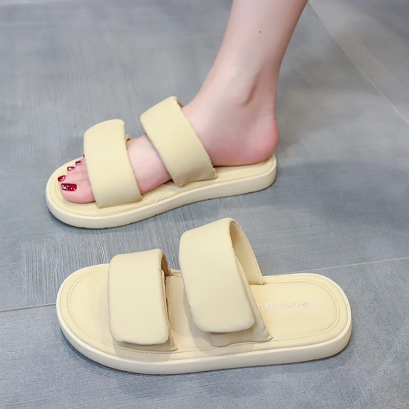 Green Summer Slippers For Women Flat Soft Comfort Beach Sandals Women Flip Flops 2023 New Designer Ladies Outdoor Fashion Shoes