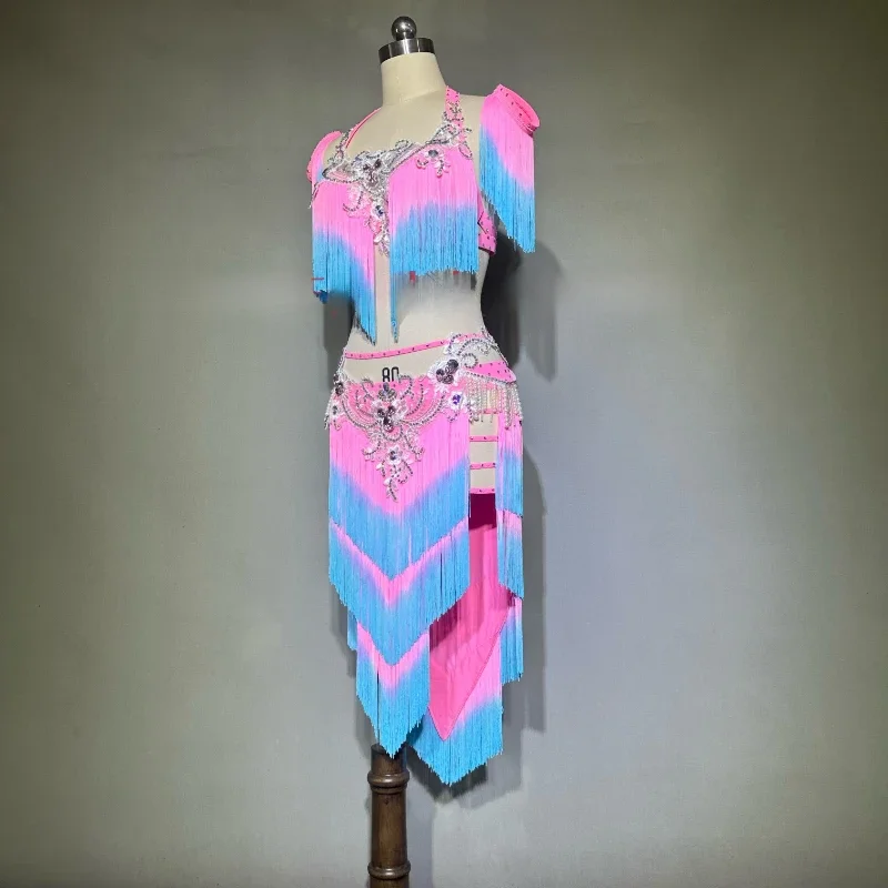 Комплект BellyDance элитный роскошный бюстгальтер со стразами на заказ + юбка с