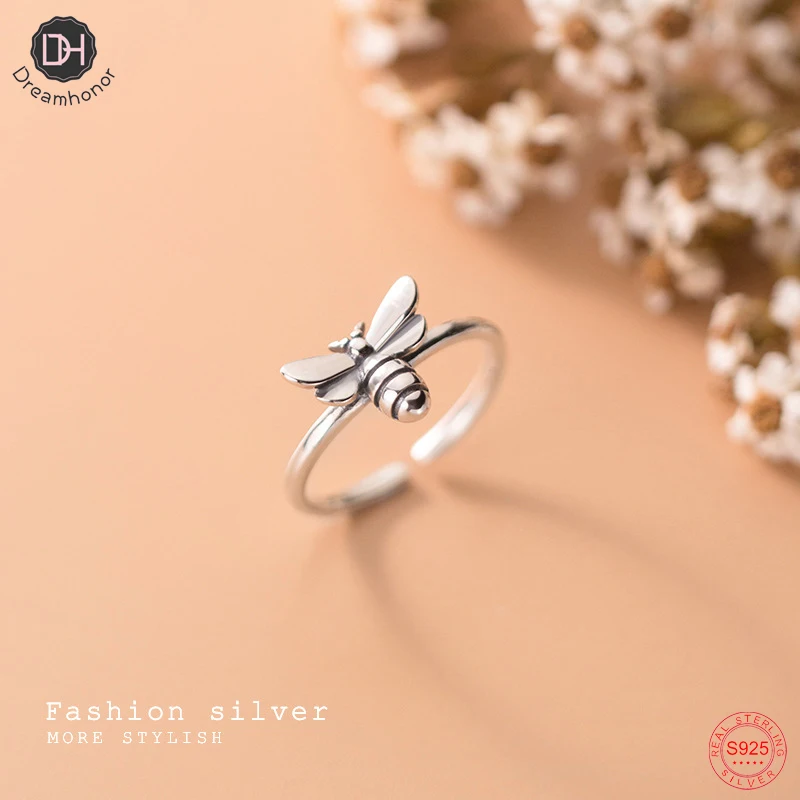 

Dreamhonor 2022 New Hot Sale 100% 925 Sterling Silver Cute Retro Insect Element Bee Rings For Women Jewelry Gift SMT711