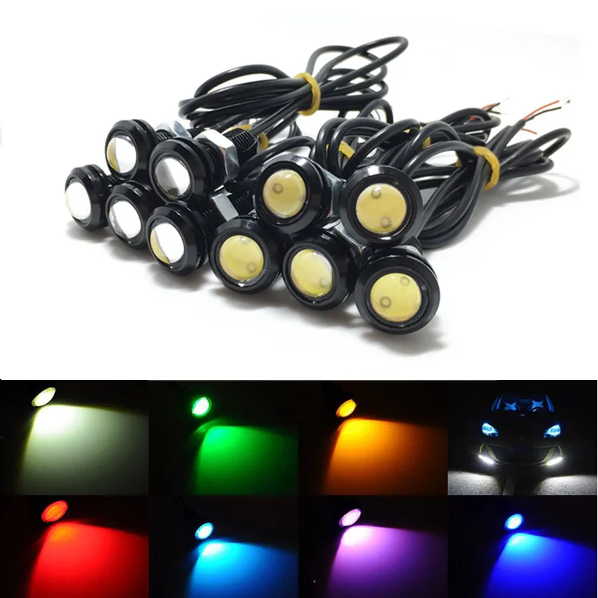 

10PCS / Pack Motorcycle Eagle Eye DRL LED 18mm 23mm Daytime Running Lights Backup Reversing Parking Signal 12V Automobiles Lamps