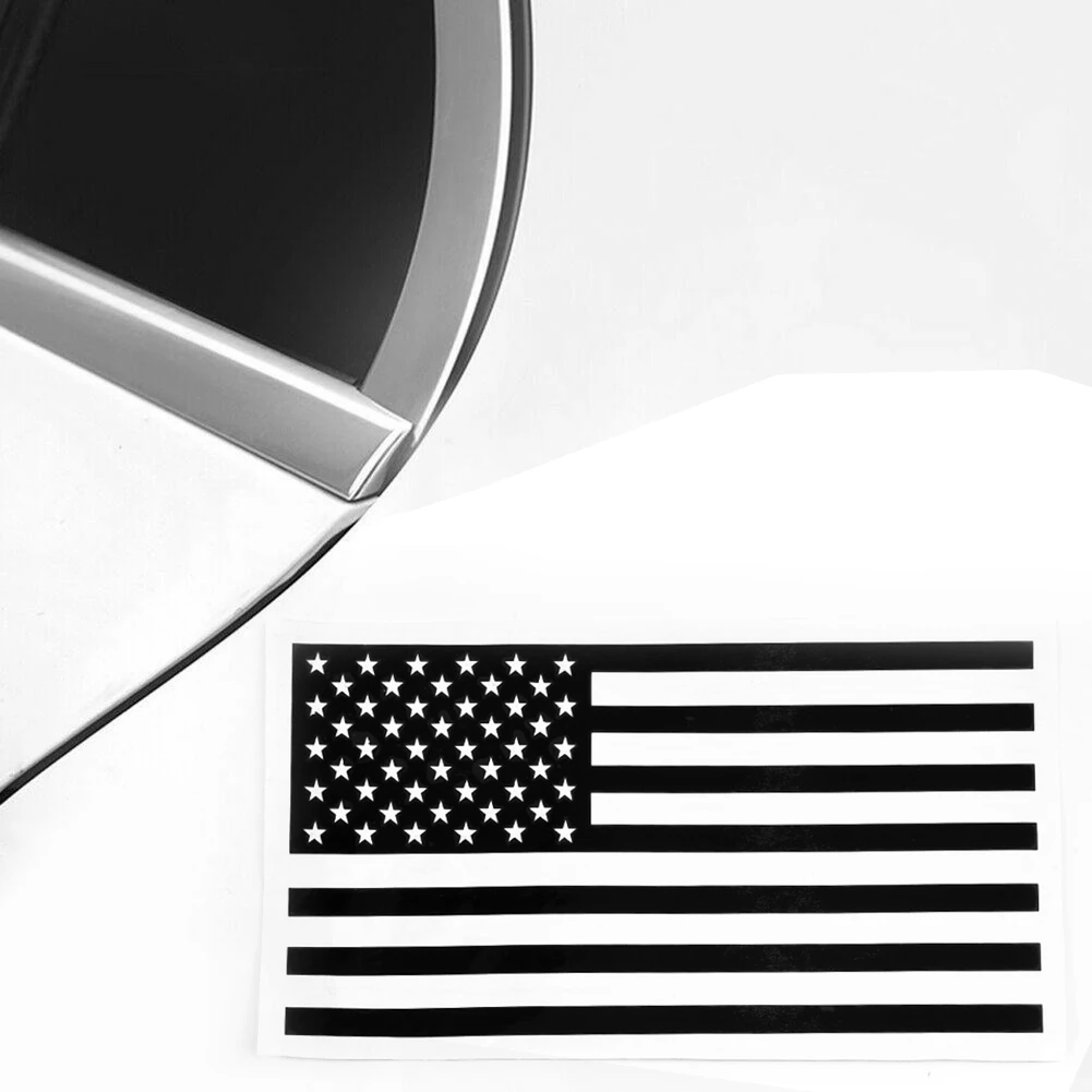 

1x Universal Fashion Black Car American Flag Sticker L+r Set Premium KK Vinyl Die Cut Graphic Durable For Jeep Whole Body