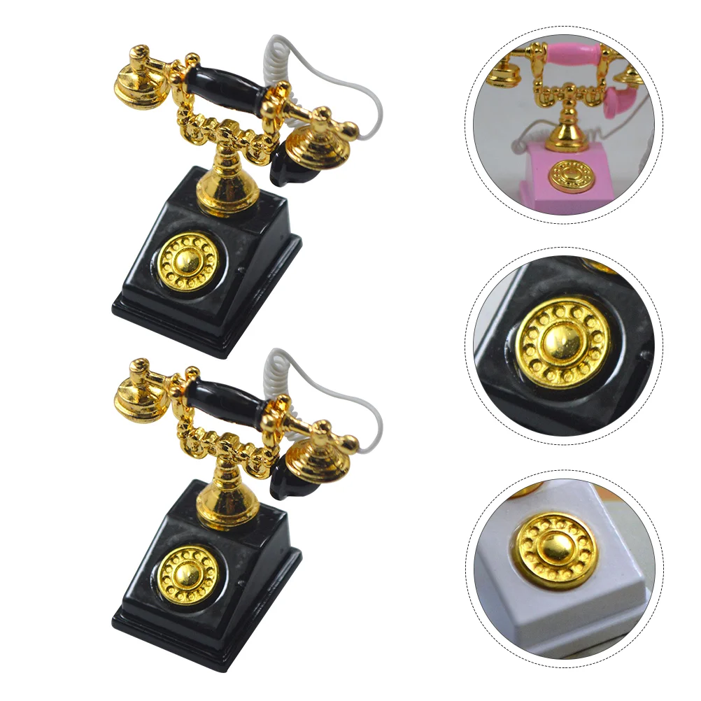 Дом Телефон Миниатюрный Декор Сцена Орнамент Имитация Модели Вращающиеся