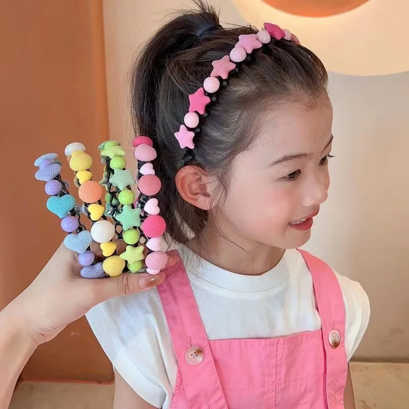 

Cute Colorful Flower Round Star Heart Wave Metal Hairband For Girls Lovely Hair Decorate Headband Kids Sweet Hair Accessories