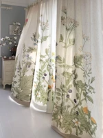 nordic plant cotton curtains for living room bedroom hand painted linen cortinas natural mystery garden shading window drapes