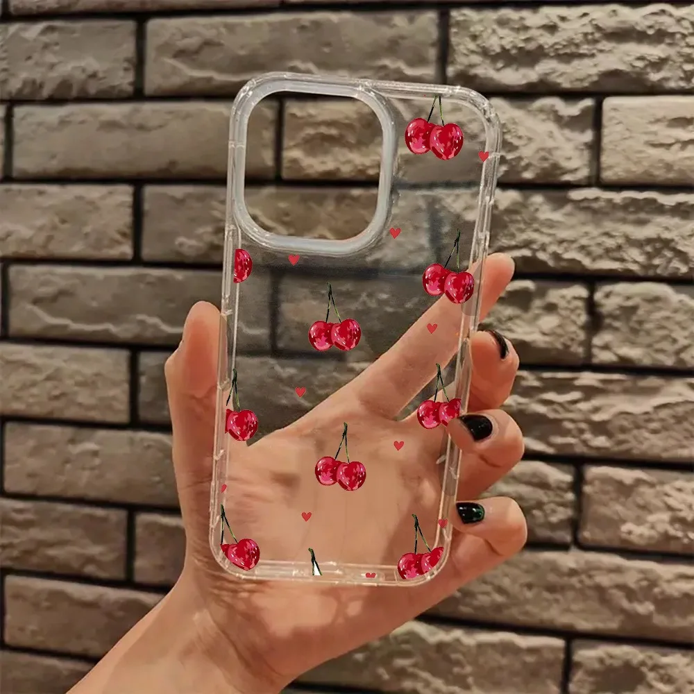 Прозрачный чехол для телефона Pink Cherries Heart Coquette для iPhone 17, 16, 11, 13, 15, 14, 12, Pro Max 7, 8 Plus XS X XR 17 Air Transparent Cover (art.: 3920cfcc4cd35) - 3920cfcc4cd35