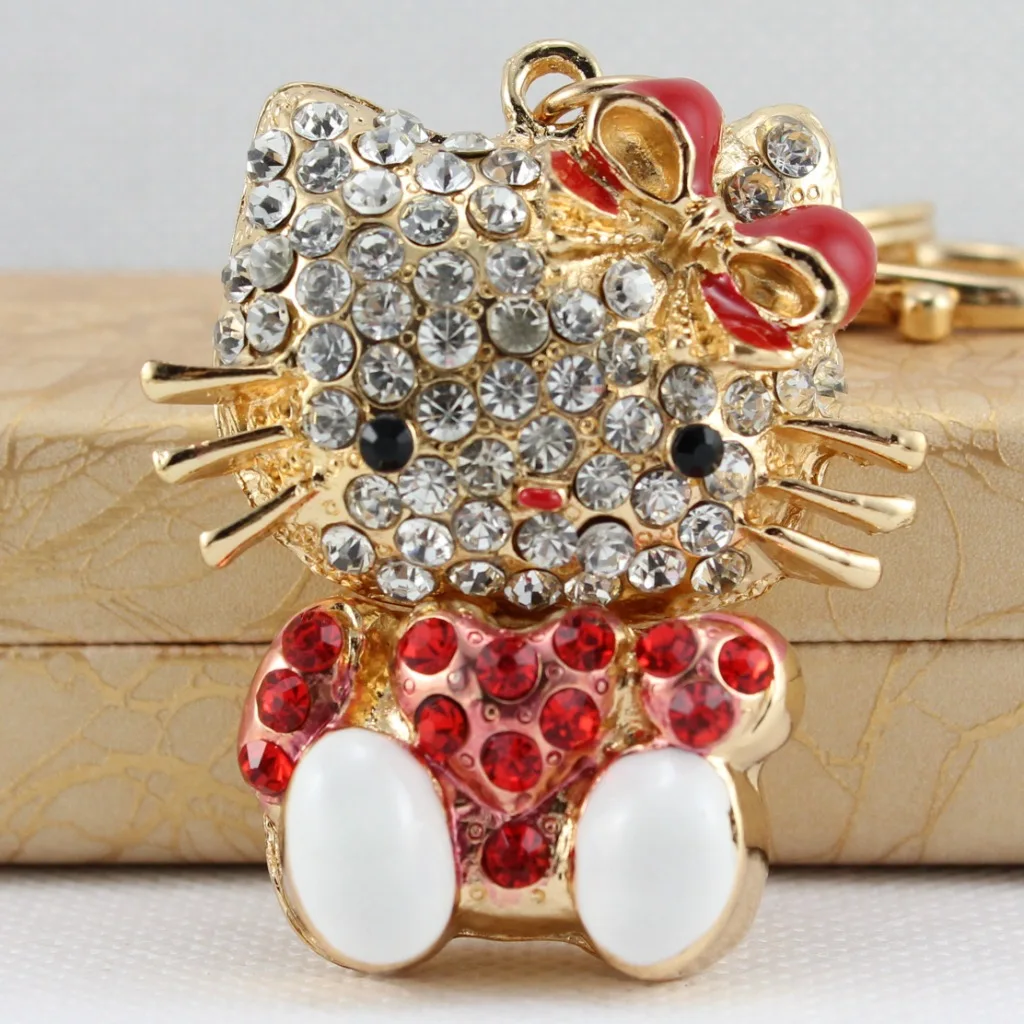 

Hello Kitty Car Key Ring Hello Kitty Alloy Rhinestone Cat Backpacks Pendant