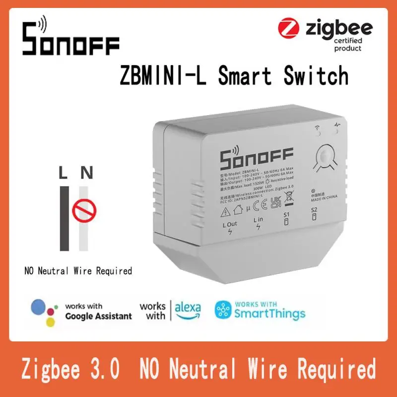 

Умный выключатель Sonoff ZBMINI-L, не требует нейтрального провода, одноканальное релейное управление, работает с Alexa Google Home