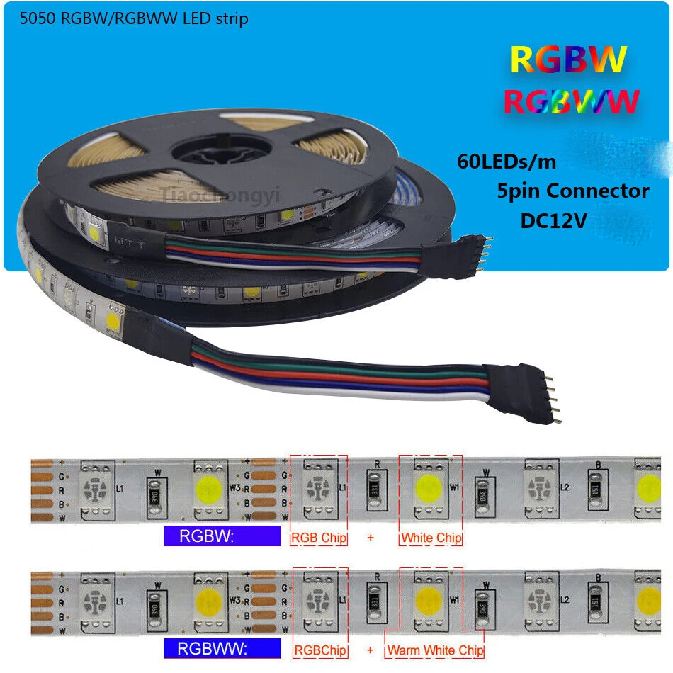 

Гибкая светодиодная лента TiaoChongYi RGBW RGBWW 12В 60LEDs/м 1-2 м