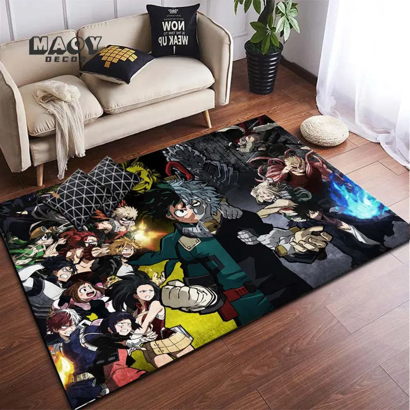 

Japanese Anime Rug My Hero Academia Printed Carpets For Living Room Camping Bathroom Anti-slip Children Play Mats Home Decor