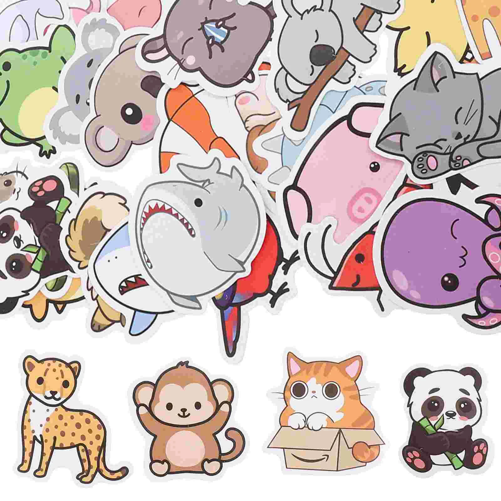 

50 Sheets DIY Suitcase Stickers Notebook 2 Year Olds Animal Cartoon Printing Paper Self-adhesive