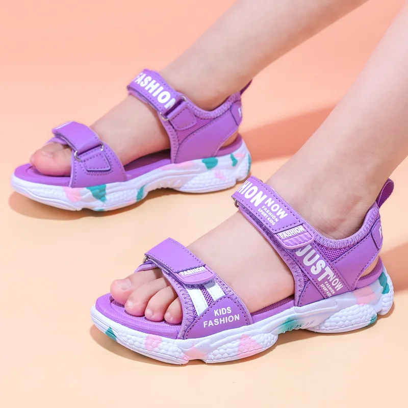 Hot Sales Summer Children Girls Sandals Non-slip Beach Children Shoes Casual Girls Shoes Flowers Princess Flat Kids Shoes