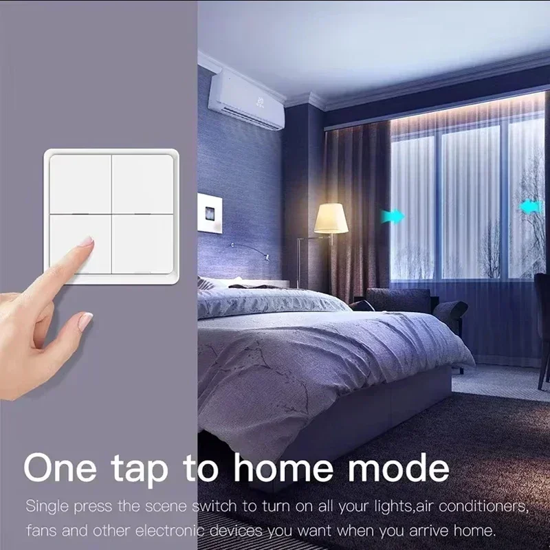ZigBee Wireless 4 Gang 12 Scene Tuya Smart Life Switch Кнопочный контроллер с питанием от батареи