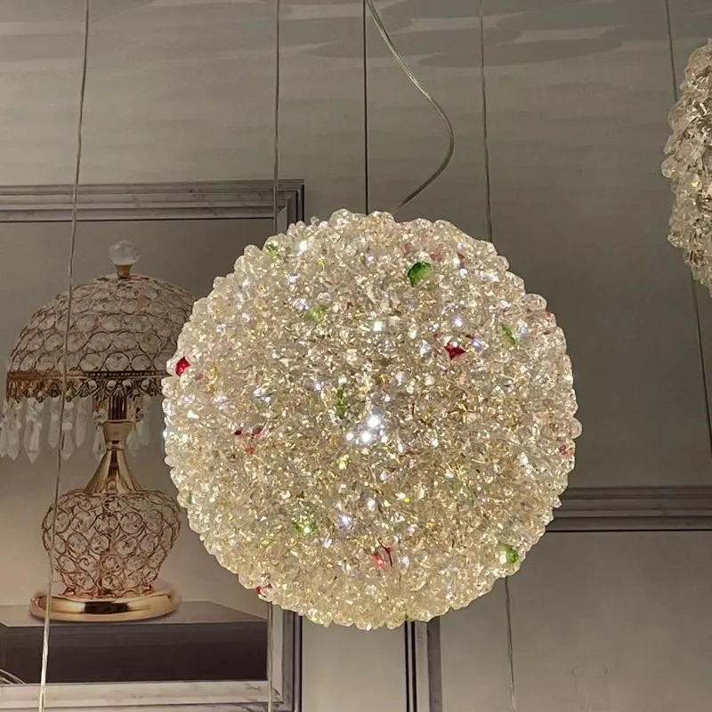 

Art 2023 Modern Luxury Creative Led Pendant Lights Crystal Ball Chandeliers Bedroom Bedside Bar Dining Room Kitchen Island Lamps