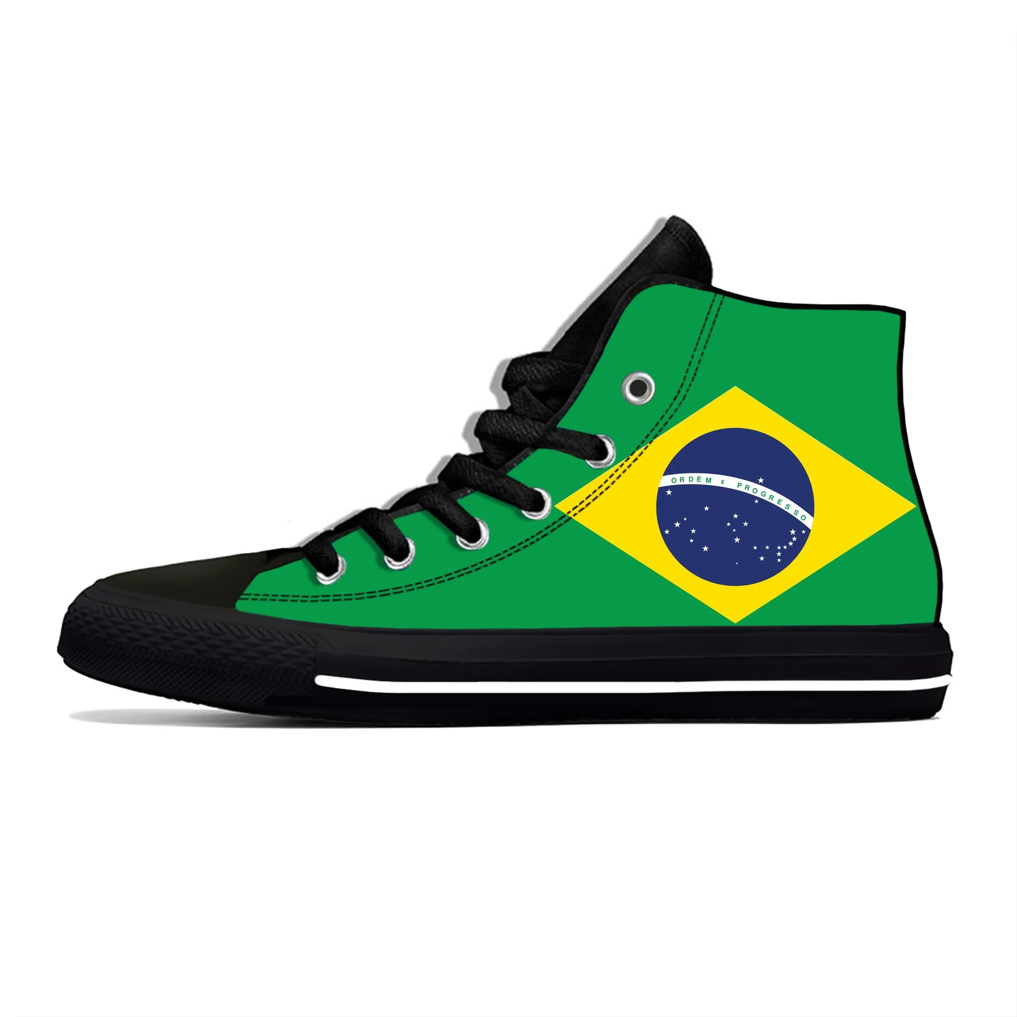 

Кроссовки высокие с бразильским флагом, повседневная холщовая обувь для подростков, дышащая легкая обувь для бега с 3D принтом