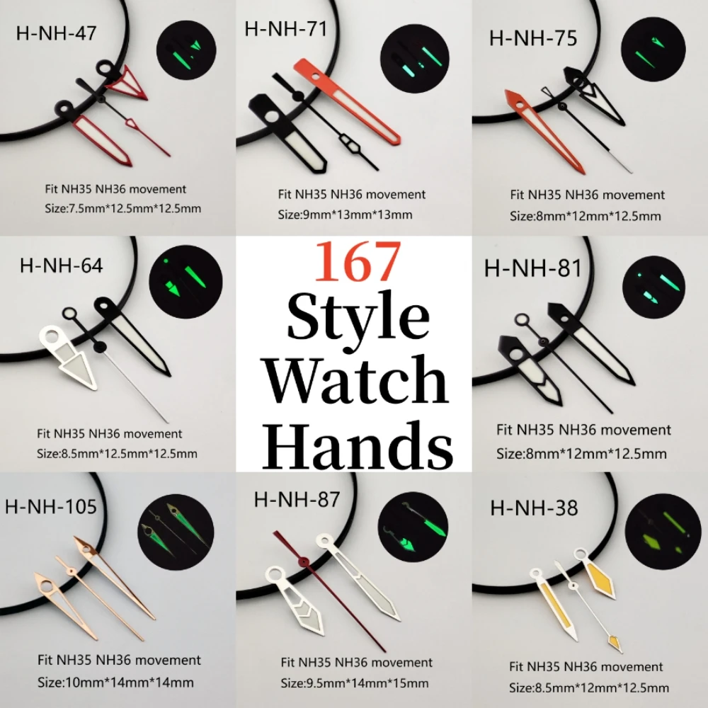 

Зеленые светящиеся стрелки для наручных часов NH35/ NH36/ 4R/ 7S, аксессуары для наручных часов