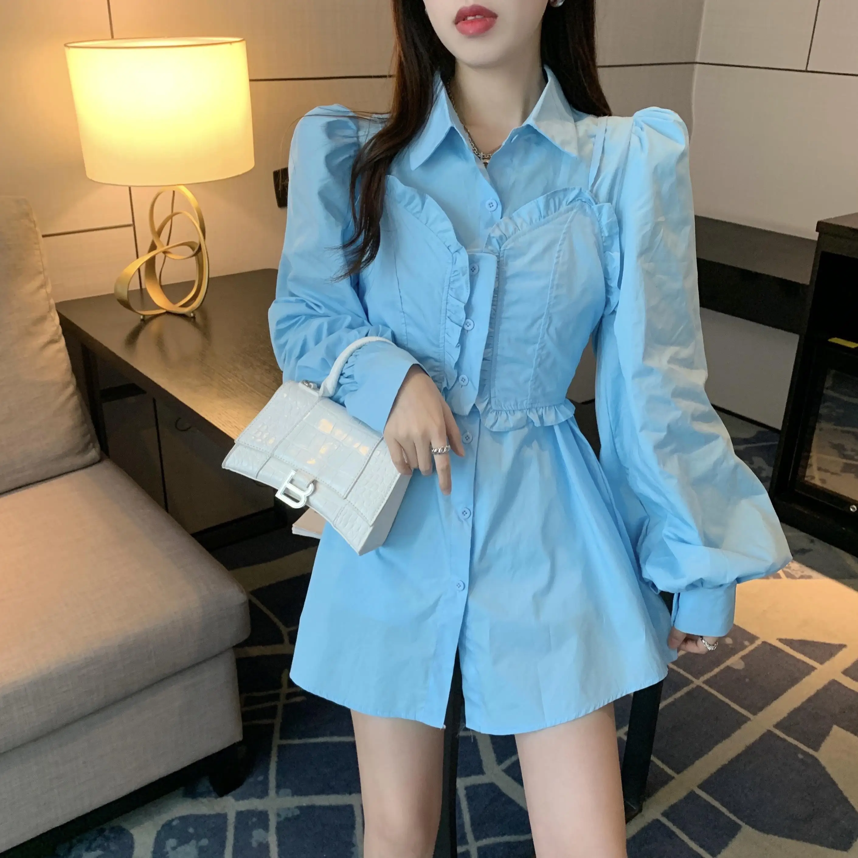 

COIGARSAM Shirt Womens Tops Spring 2022 New Puff Sleeve Women Shirts Dropshipping