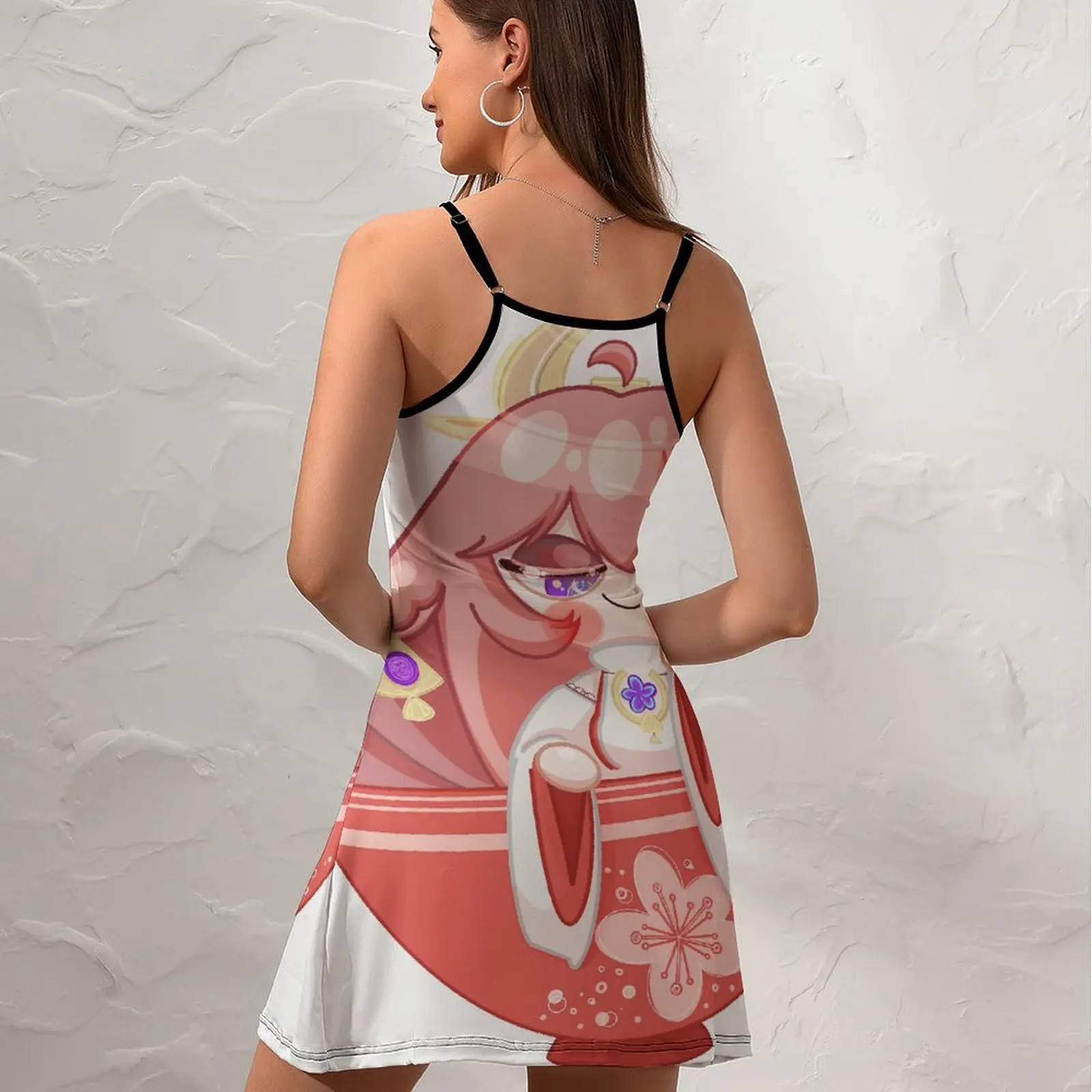 Женское платье на бретельках Yae Miko Fox повседневное экзотическое с графическим