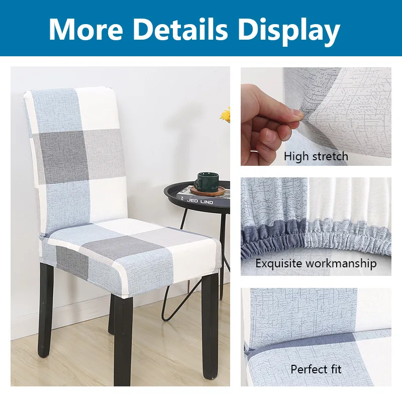 Накидки на стулья для столовой комнаты из эластичного спандекса со стрейчем для стульев кухни, офиса, письменного стола в скандинавском стиле.