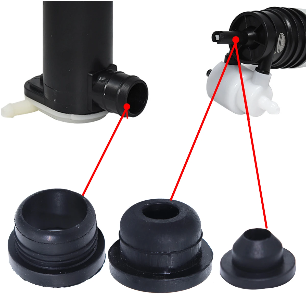 

3 шт., универсальные втулки для насоса омывателя, лобовое стекло, фара, резиновое уплотнение, прокладка, резервуар для бутылки с водой, комплект для ремонта протека