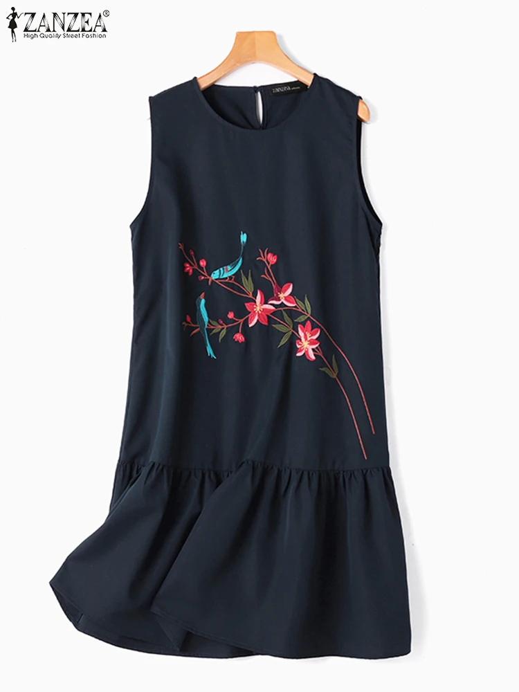 Женское платье с оборками ZANZEA летнее женское принтом богемный винтажный Халат